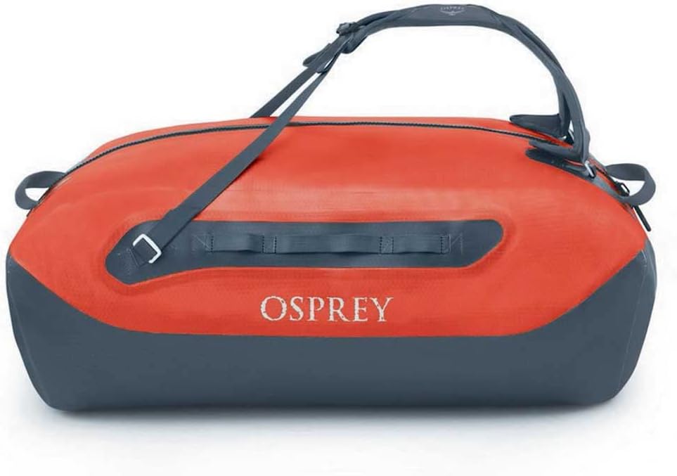 Osprey Transporter Waterproof 100L Duffel Bag Tunnel Vision GreyMars Orange