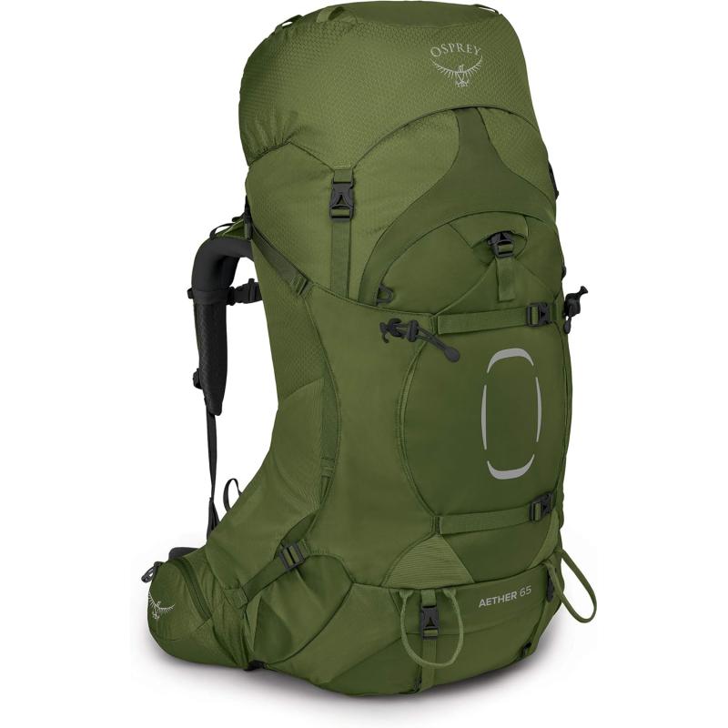 Osprey Aether 65 Mens Backpacking BackpackGarlic Mustard Green