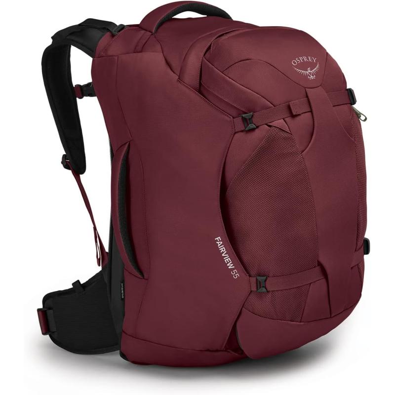 Osprey Fairview 55L Womens Travel Backpack BlackZircon Red