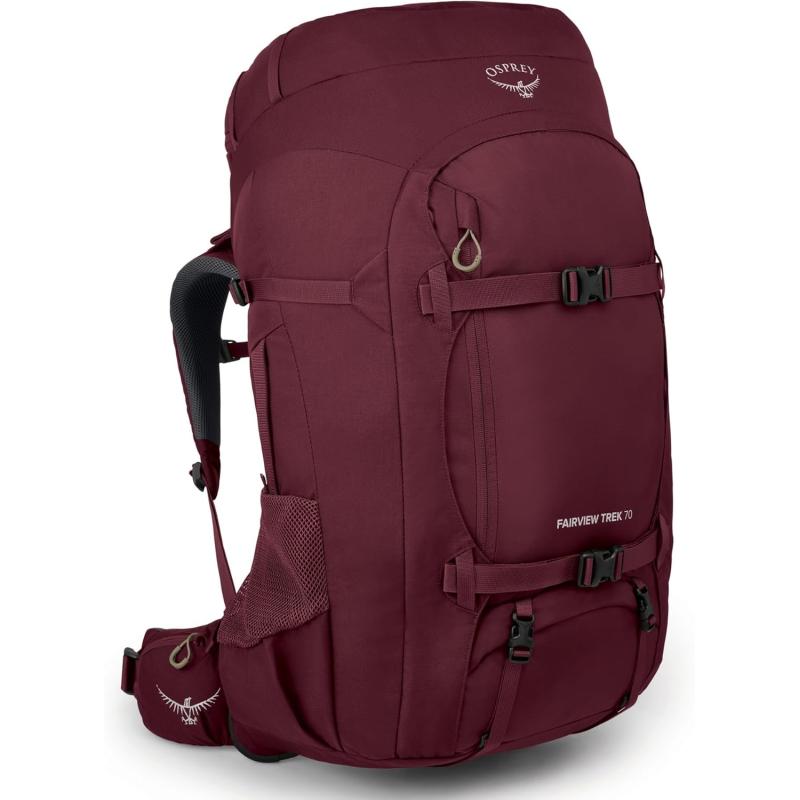 Osprey Fairview Trek 70L Womens Travel Backpack Night Jungle BlueZircon Red