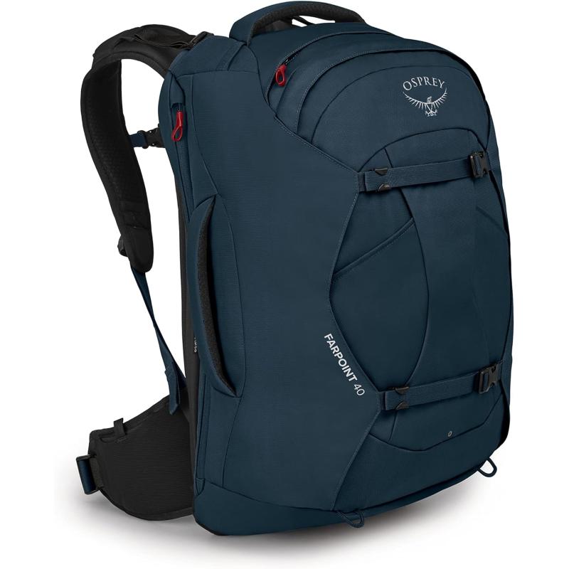 Osprey Farpoint 40L Mens Travel Backpack Tunnel Vision GreyMuted Space Blue
