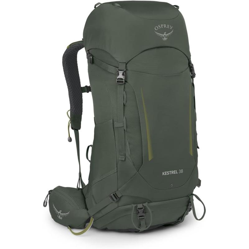 Osprey Kestrel 38L Mens Backpacking Backpack Black SMBonsai Green