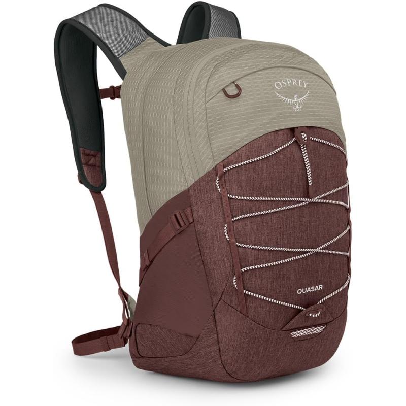 Osprey Quasar Commuter Backpack BlackSawdust TanRaisin Red
