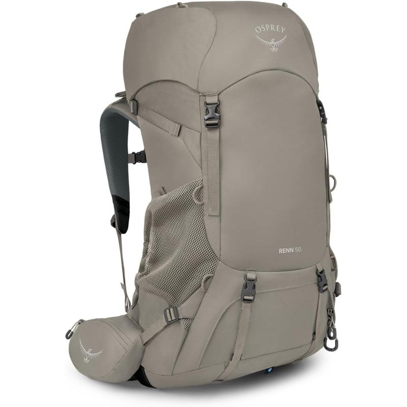 Osprey Renn 65L Womens Backpacking Backpack Cascade BlueMelon OrangePediment GreyLinen Tan