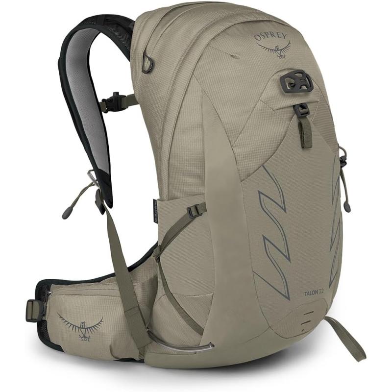 Osprey Talon 22L Mens Hiking Backpack with Hipbelt Green BeltBlack LXLSawdustEarl Grey