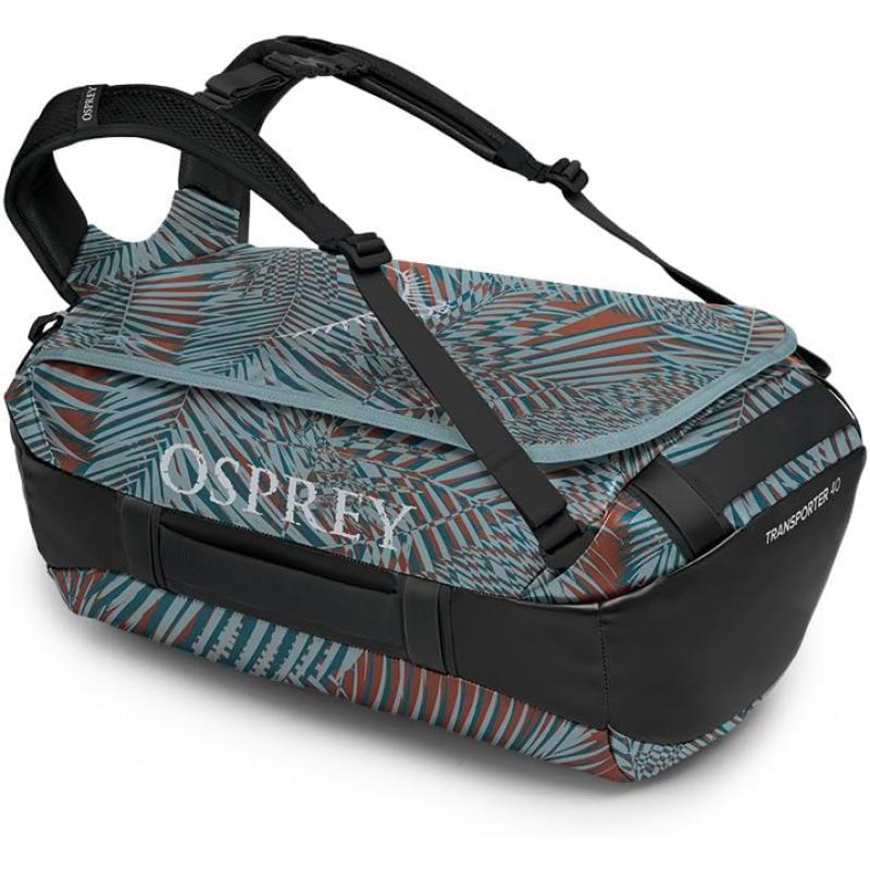 Osprey Transporter 40L Travel Duffel Bag BlackPalm Leaf Glitch Print