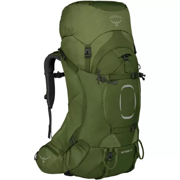 Osprey Aether 55L Mens Backpacking Backpack Garlic Mustard Green SMGarlic Mustard Green
