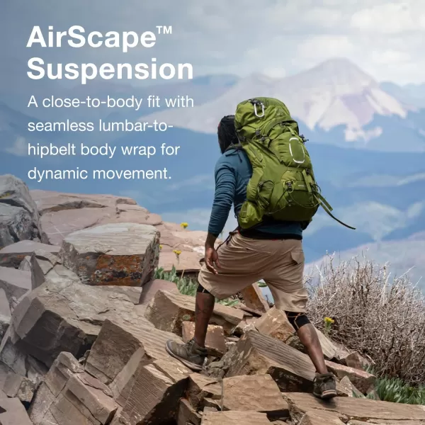 Osprey Aether 65 Mens Backpacking BackpackGarlic Mustard Green