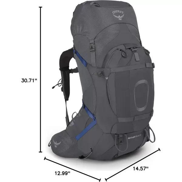 Osprey Aether Plus 60L Mens Backpacking Backpack Axo Green LXLEclipse Grey