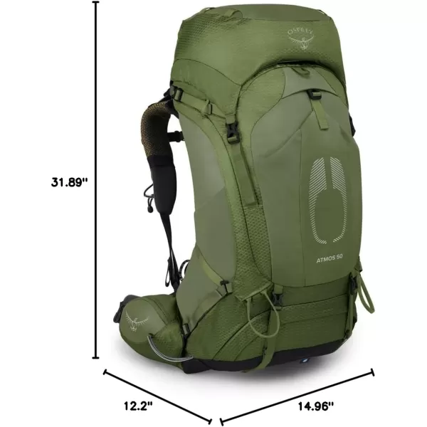 Osprey Atmos AG 50L Mens Backpacking BackpackMythical Green