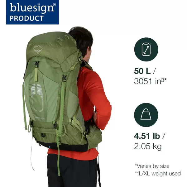Osprey Atmos AG 50L Mens Backpacking BackpackMythical Green