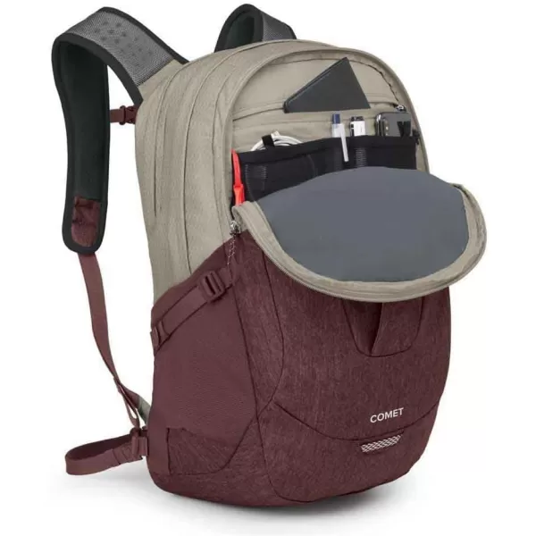 Osprey Comet Laptop Backpack BlackSawdust TanRaisin Red