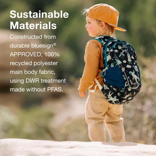 Osprey Daylite Jr Kids Commuter Backpack Space Travel PrintAntique BlueAlpin BlueBlue Flame