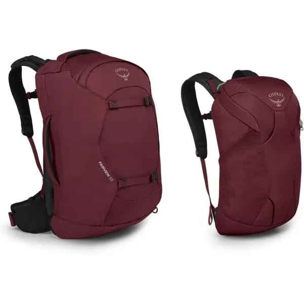 Osprey Fairview 55L Womens Travel Backpack BlackZircon Red