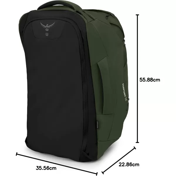 Osprey Farpoint 40L Mens Travel Backpack Tunnel Vision GreyGopher Green