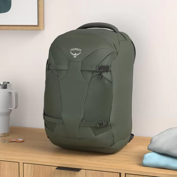 Osprey Farpoint 40L Mens Travel Backpack Tunnel Vision GreyGopher Green