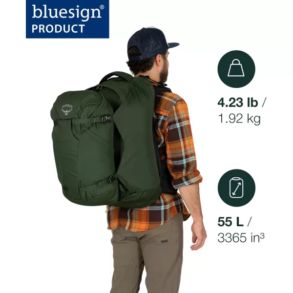 Osprey Farpoint 40L Mens Travel Backpack Tunnel Vision GreyGopher Green