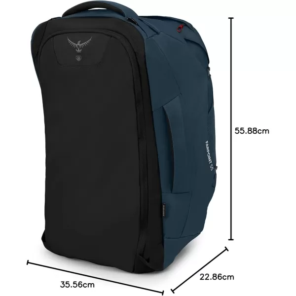 Osprey Farpoint 40L Mens Travel Backpack Tunnel Vision GreyMuted Space Blue