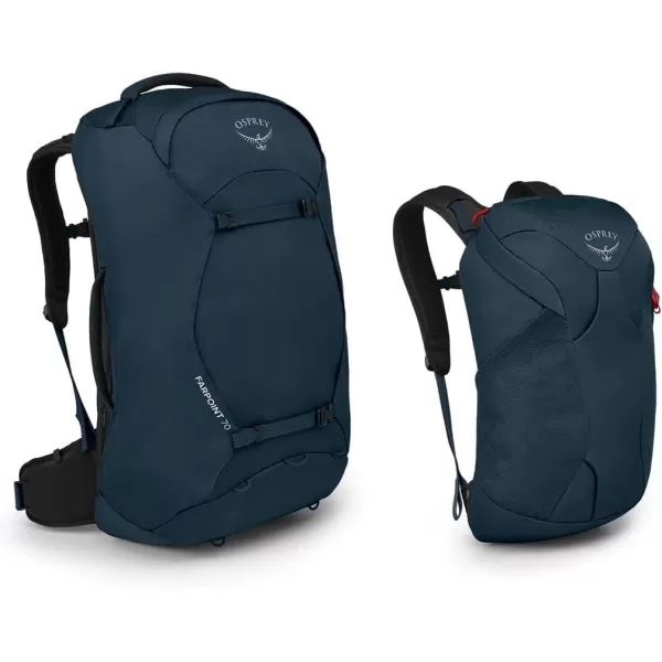 Osprey Farpoint 40L Mens Travel Backpack Tunnel Vision GreyMuted Space Blue