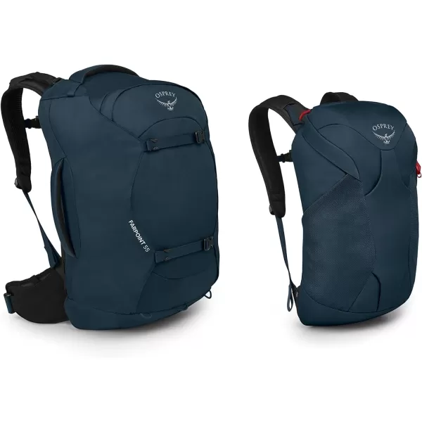 Osprey Farpoint 40L Mens Travel Backpack Tunnel Vision GreyMuted Space Blue