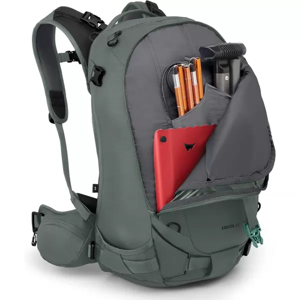 Osprey Kresta 30 Womens Backcountry Ski and Snowboard BackpackPine Leaf Green