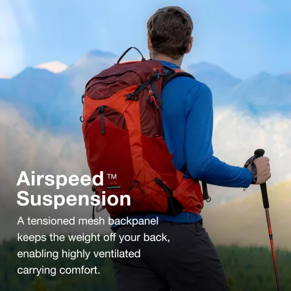 Osprey Manta 34L Mens Hiking Backpack with Hydraulics Reservoir Oak Leaf Orange One SizeOak Leaf Orange