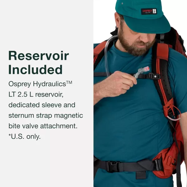 Osprey Manta 34L Mens Hiking Backpack with Hydraulics Reservoir Oak Leaf Orange One SizeOak Leaf Orange