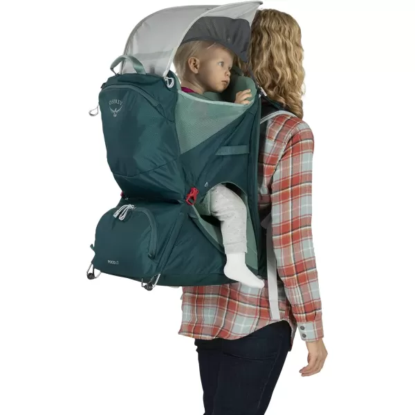 Osprey Poco LT Lightweight Child Carrier and Backpack for Travel Deep Teal Minimum load 238lbs  Maximum load 485lbsTungsten Grey