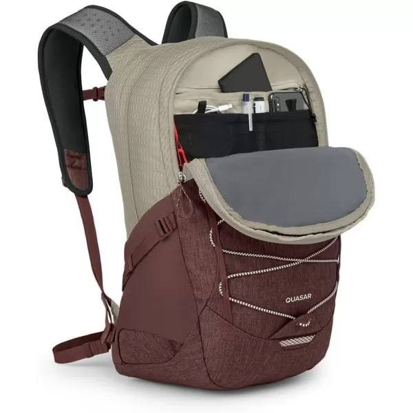 Osprey Quasar Commuter Backpack BlackSawdust TanRaisin Red