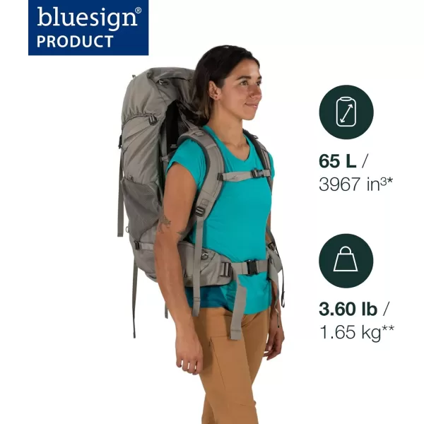 Osprey Renn 65L Womens Backpacking Backpack Cascade BlueMelon OrangeDark CharcoalGray Wolf