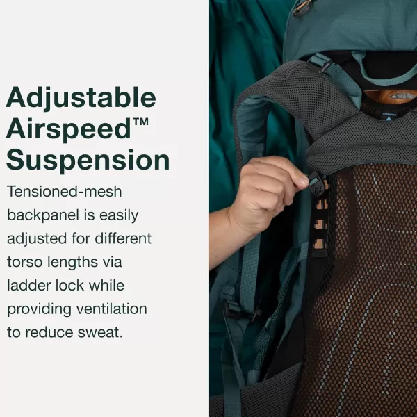 Osprey Renn 65L Womens Backpacking Backpack Cascade BlueMelon OrangePediment GreyLinen Tan