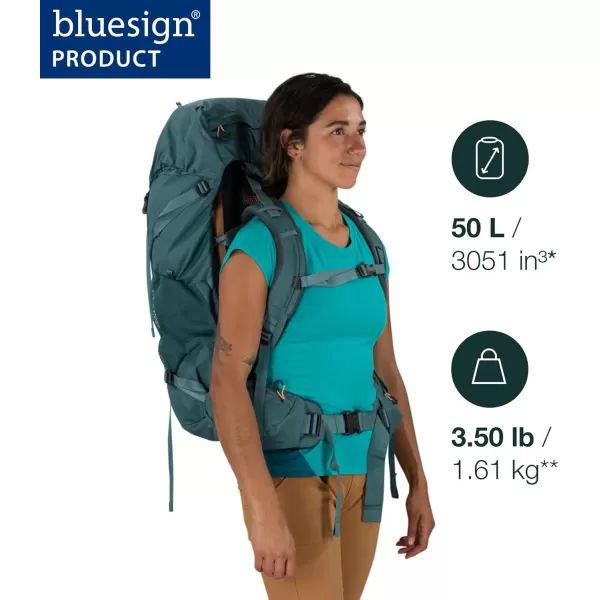 Osprey Renn 65L Womens Backpacking Backpack Cascade BlueMelon OrangePediment GreyLinen Tan