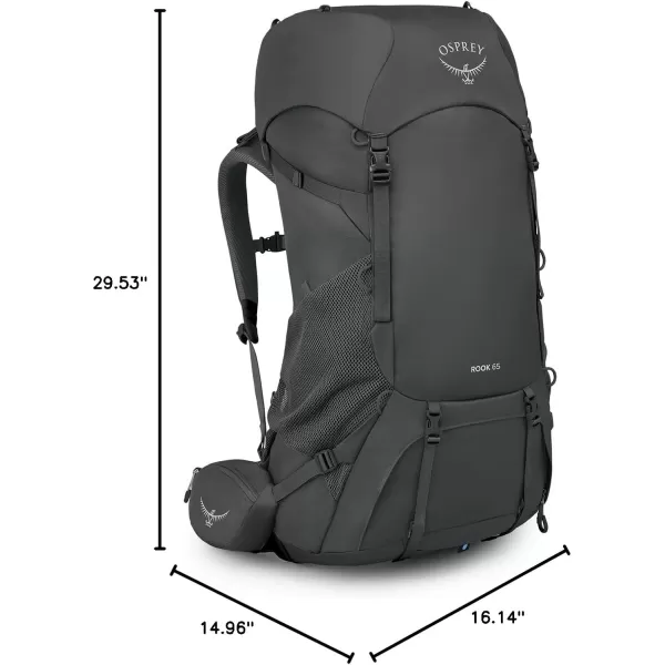 Osprey Rook 65L Mens Backpacking Backpack Dark CharcoalSilver Lining Extended FitDark CharcoalSilver Lining