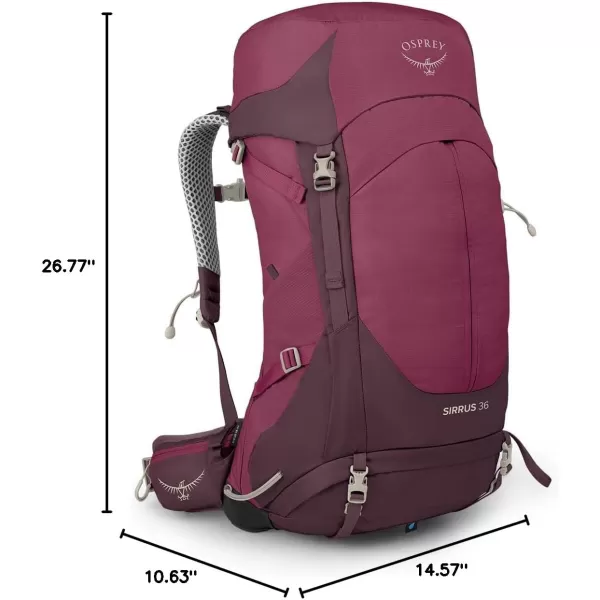 Osprey Sirrus 24L Womens Hiking Backpack Tunnel Vision GreyElderberry PurpleChiru Tan