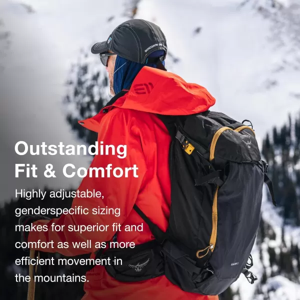 Osprey Soelden 42L Mens Ski and Snowboard Backpack BlackArtisan Yellow