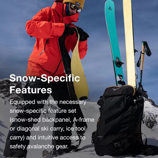Osprey Soelden 42L Mens Ski and Snowboard Backpack BlackArtisan Yellow