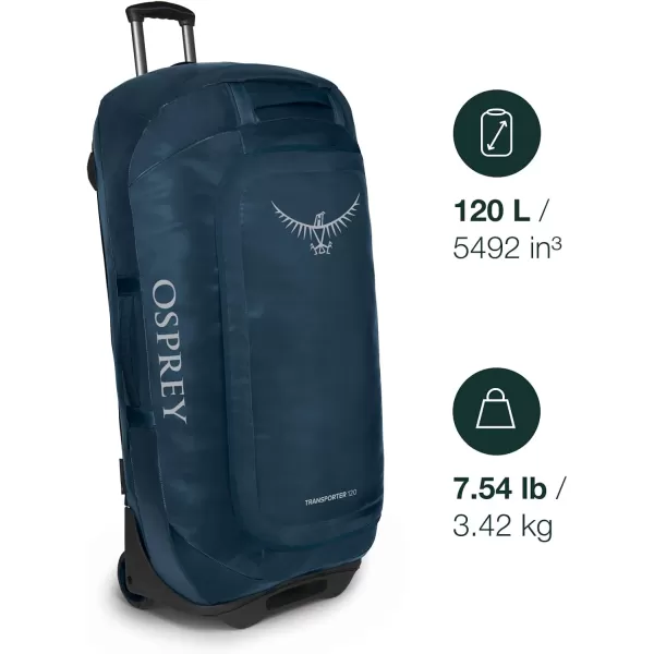 Osprey Transporter 120L Wheeled Travel Duffel Bag BlackVenturi Blue
