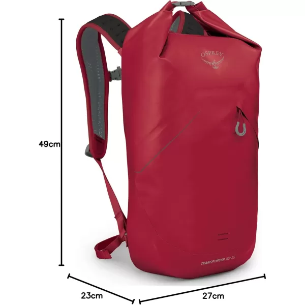 Osprey Transporter 30L Roll Top Waterproof Laptop Backpack BlackPoinsetta Red