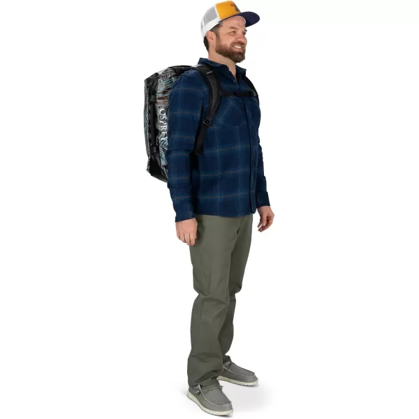 Osprey Transporter 40L Travel Duffel Bag BlackPalm Leaf Glitch Print