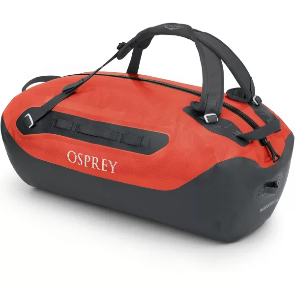 Osprey Transporter Waterproof 100L Duffel Bag Tunnel Vision GreyMars Orange