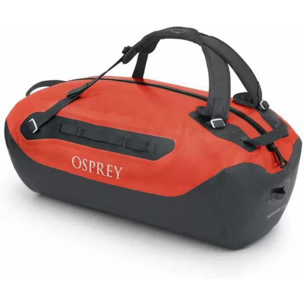 Osprey Transporter Waterproof 100L Duffel Bag Tunnel Vision GreyMars Orange