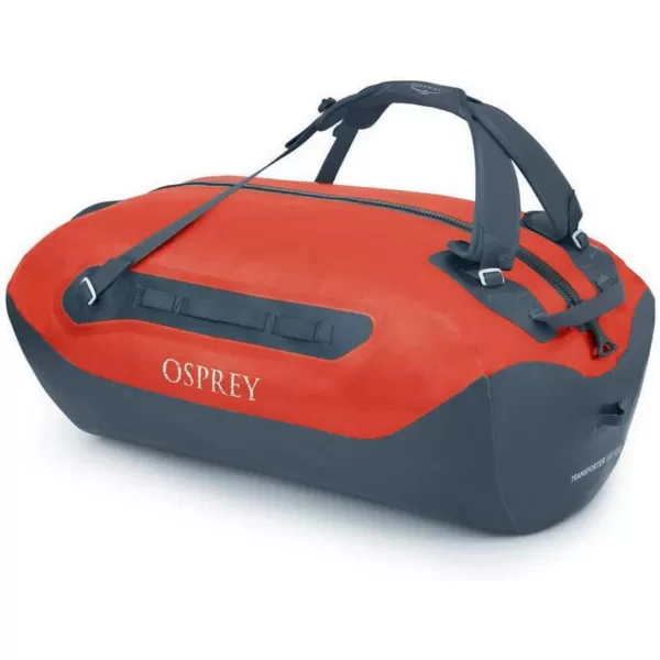Osprey Transporter Waterproof 100L Duffel Bag Tunnel Vision GreyMars Orange