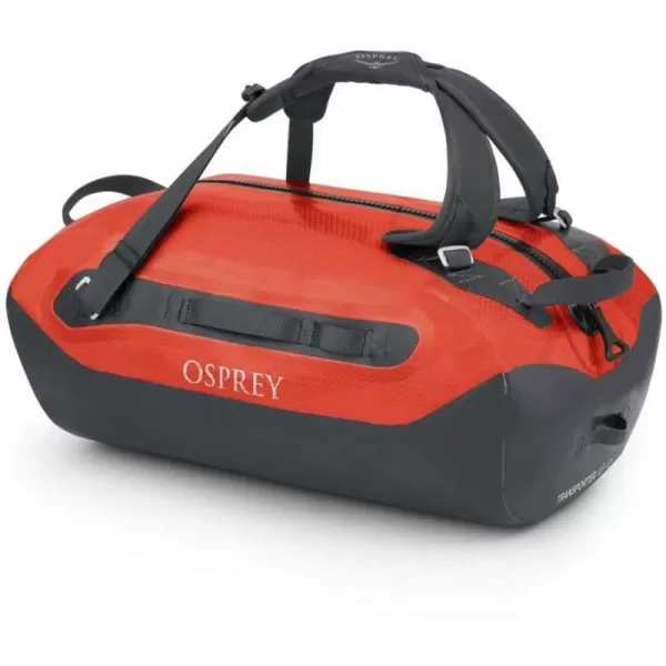 Osprey Transporter Waterproof 100L Duffel Bag Tunnel Vision GreyMars Orange
