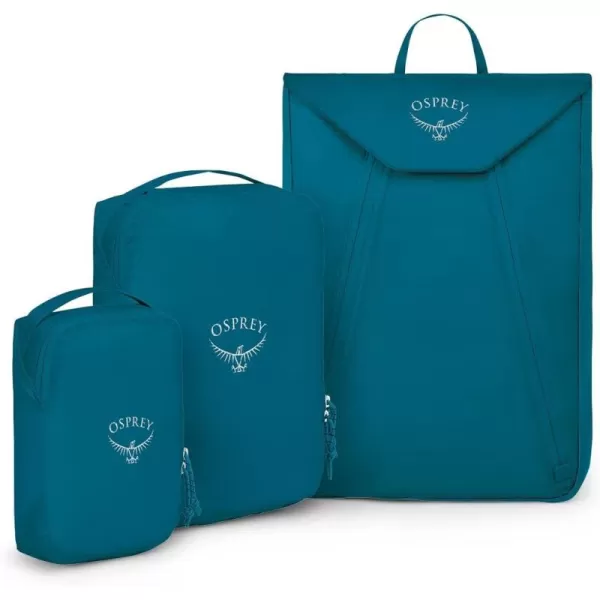 Osprey Ultralight Travel Starter Set Includes Small ampamp Medium Packing Cube and Garment Folder Waterfront BlueWaterfront Blue
