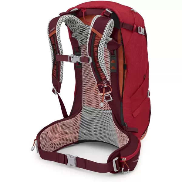 imageOsprey Stratos 34L Mens Hiking Backpack Tunnel Vision GreyPoinsettia Red