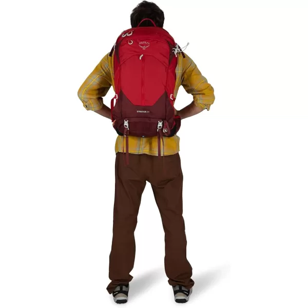 imageOsprey Stratos 34L Mens Hiking Backpack Tunnel Vision GreyPoinsettia Red