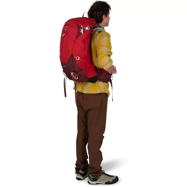 imageOsprey Stratos 34L Mens Hiking Backpack Tunnel Vision GreyPoinsettia Red