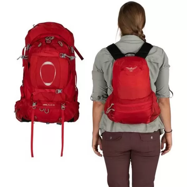 imageOsprey Ariel Plus 60 Womens Backpacking Backpack  Prior SeasonCarnelian Red