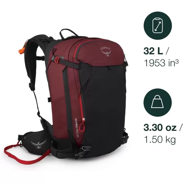 imageOsprey Sopris Pro 30L Womens Ski and Snowboard Backpack with E2 Airbag System Red MountainRed Mountain