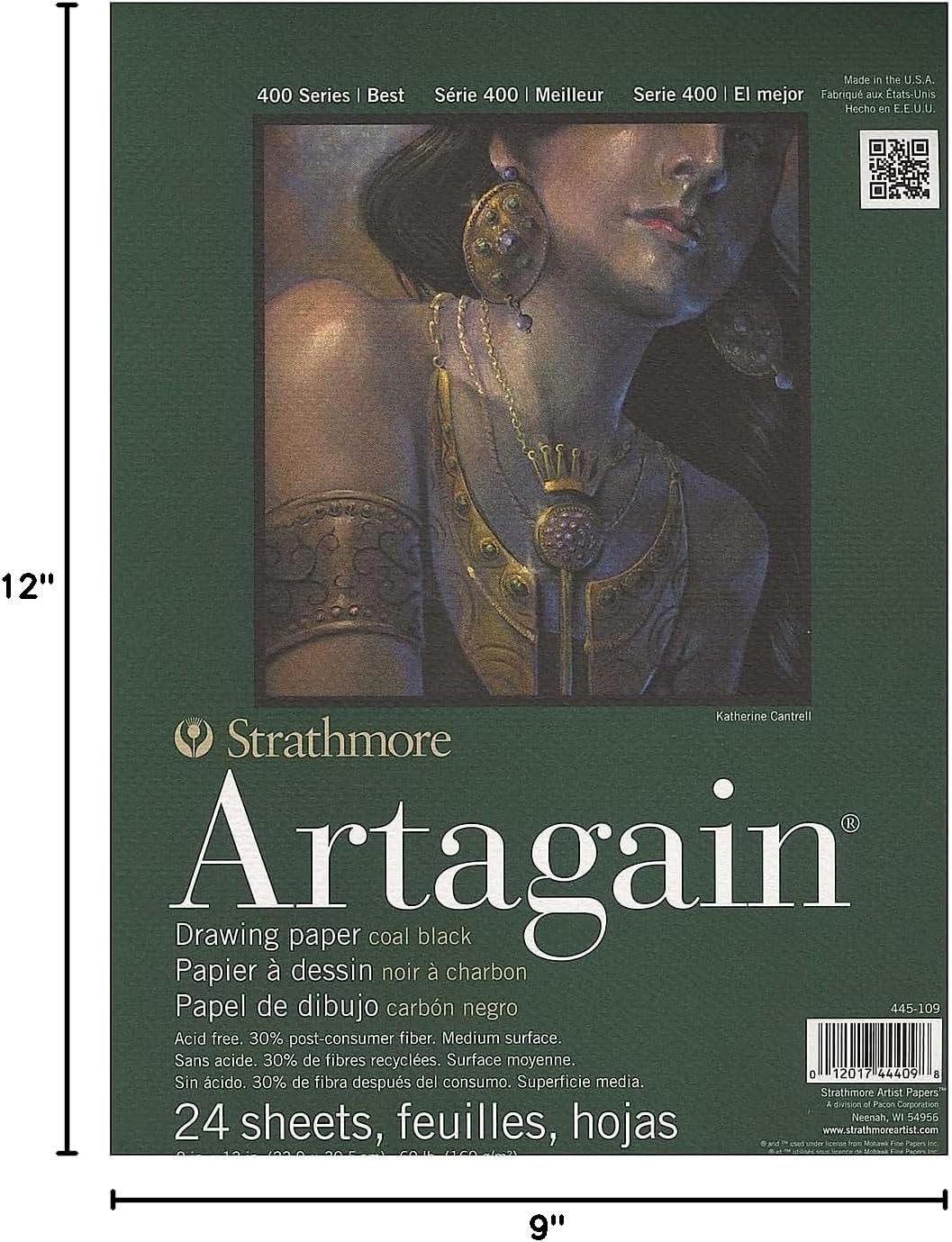imageStrathmore  4459 Paper 400 Series Artagain Pad 9quotx12quot AssortedCoal Black